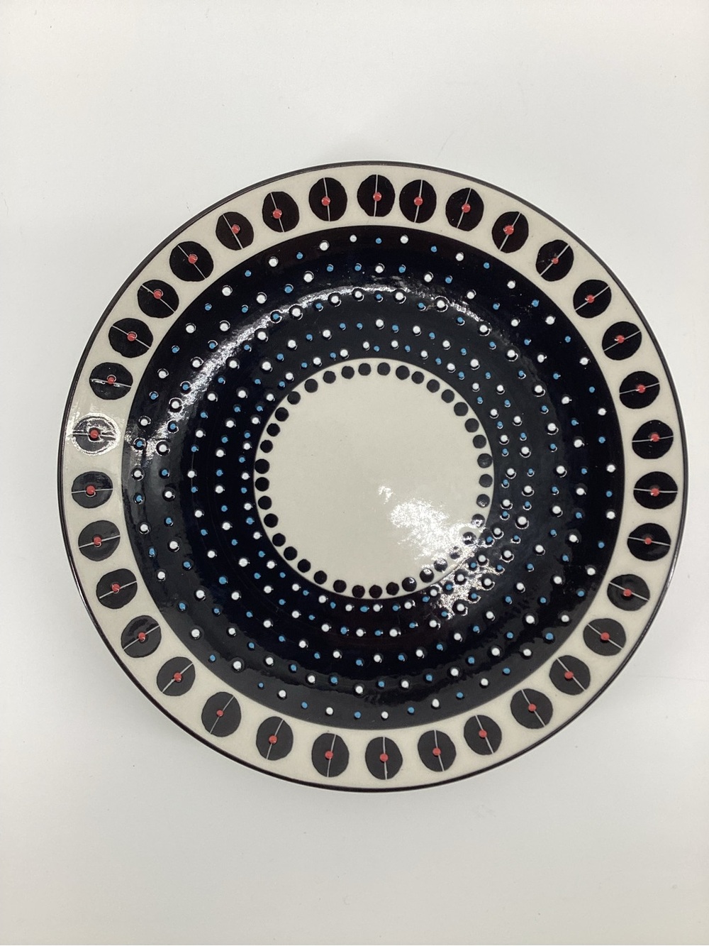 potters Workshop for West Elm Black White Dot-Pattern Dinner Plate